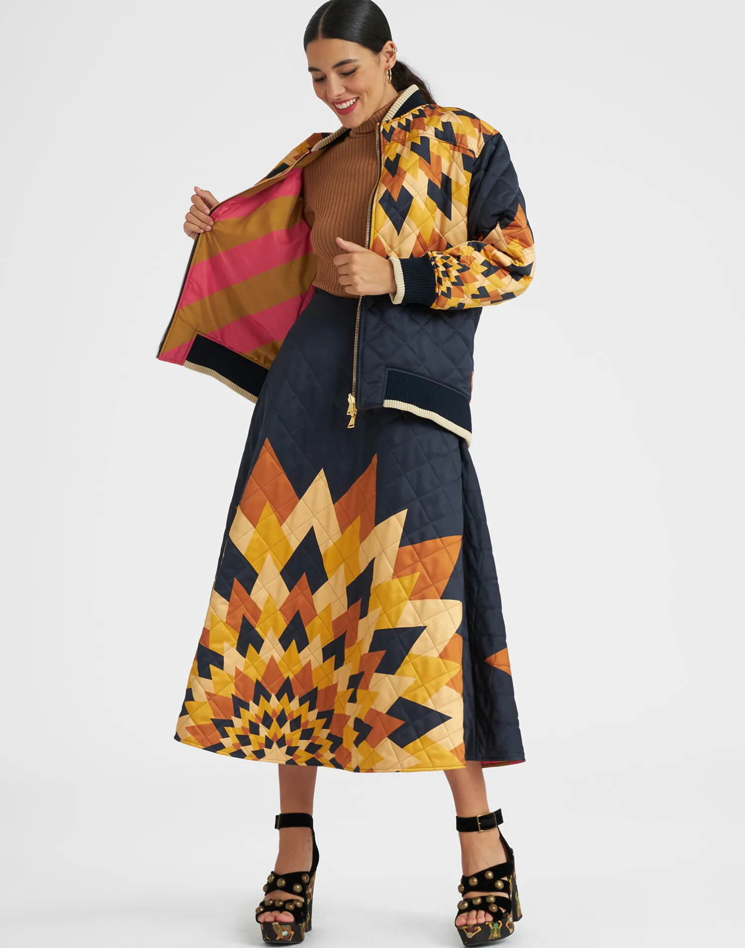 La DoubleJ Capispalla<Suki JacketEgyptian Sun Placée Gold in Quilted Twill