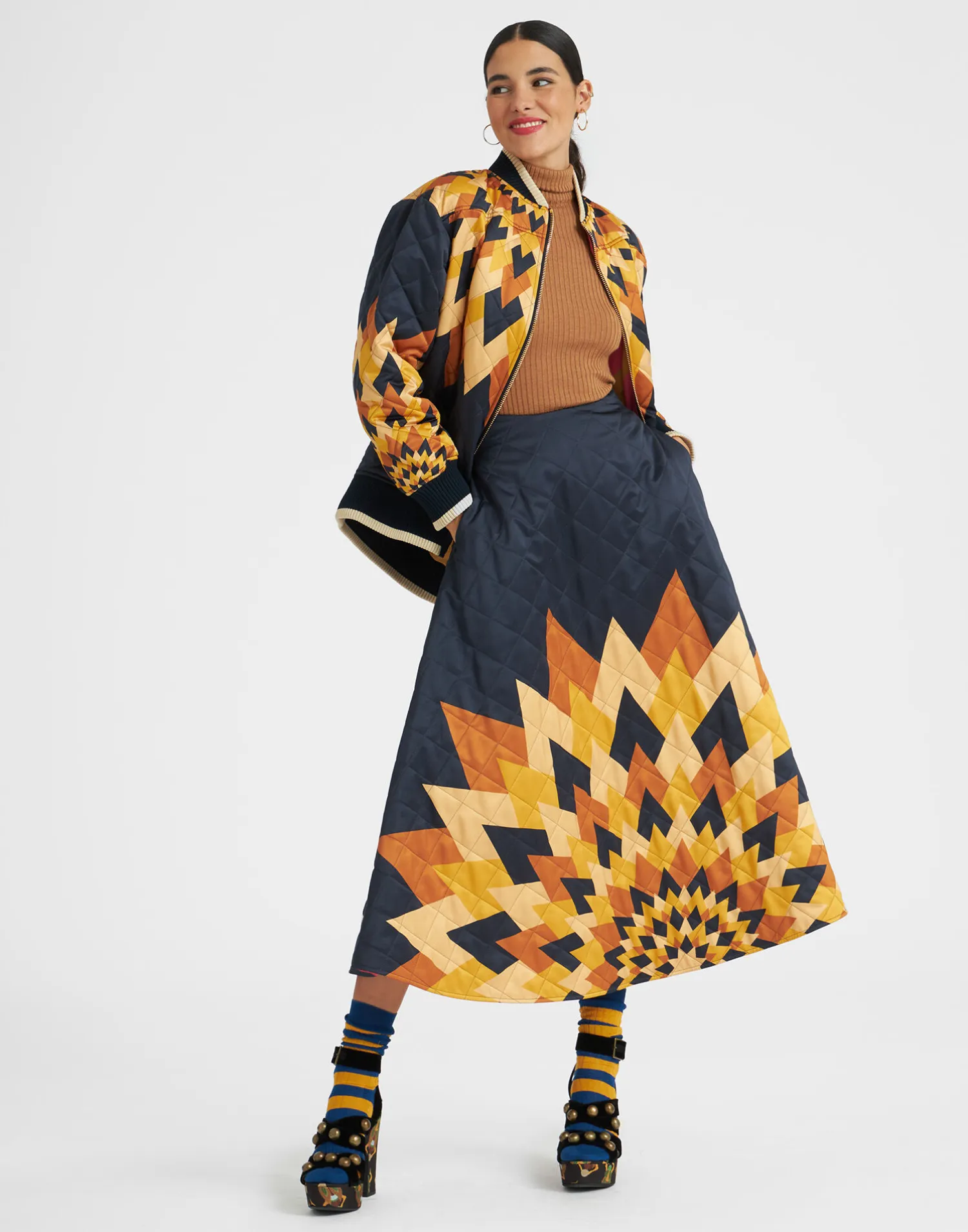 La DoubleJ Capispalla<Suki JacketEgyptian Sun Placée Gold in Quilted Twill
