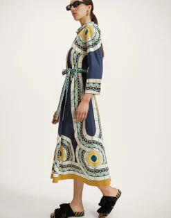 La DoubleJ Vestiti<Sundowner DressMudejar Plac&eacute;e Blue in Cotton Poplin