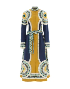 La DoubleJ Vestiti<Sundowner DressMudejar Plac&eacute;e Blue in Cotton Poplin