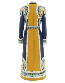 La DoubleJ Vestiti<Sundowner DressMudejar Plac&eacute;e Blue in Cotton Poplin