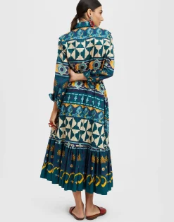 La DoubleJ Gonne<Sunset SkirtCasareale Plac&egrave;e Emerald in Summer Poplin