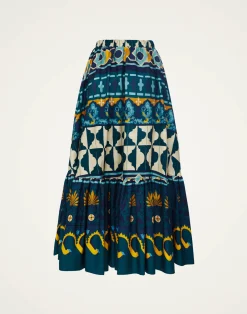 La DoubleJ Gonne<Sunset SkirtCasareale Plac&egrave;e Emerald in Summer Poplin