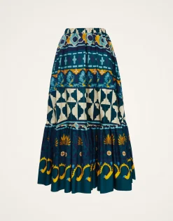 La DoubleJ Gonne<Sunset SkirtCasareale Plac&egrave;e Emerald in Summer Poplin