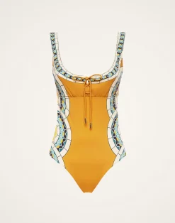 La DoubleJ Moda Mare<Sunset Suit SleevelessMudejar Placée Marigold in Supreme Lycra