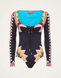 La DoubleJ Moda Mare<Sunset SuitSunset Navy Plac&eacute;e in Lycra