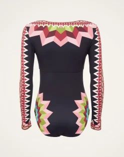 La DoubleJ Moda Mare<Sunset SuitSunset Navy Plac&eacute;e in Lycra