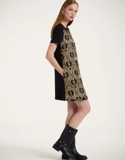 La DoubleJ Party Dressing<Super Mini Swing DressSolid Black in Techno Cady