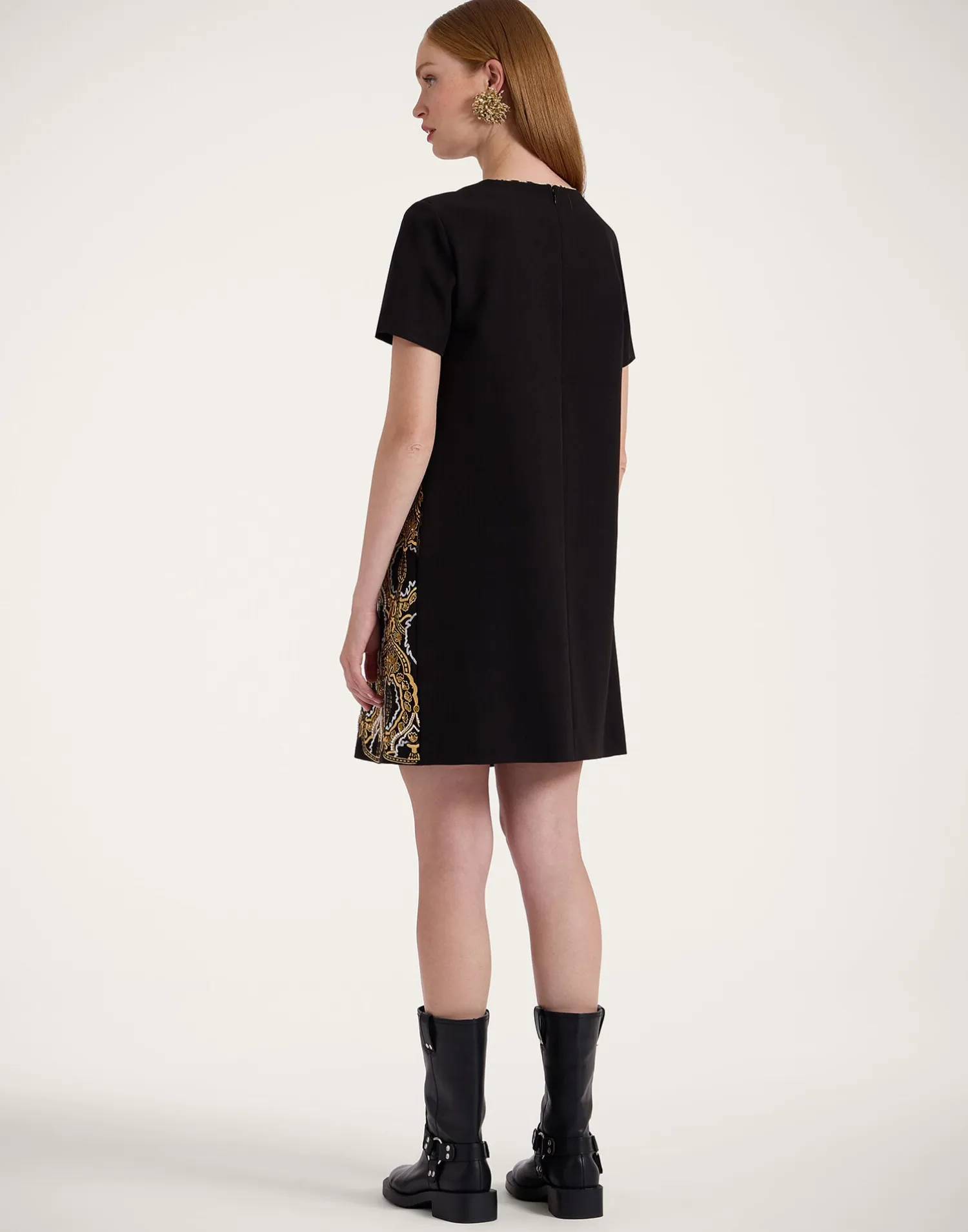 La DoubleJ Party Dressing<Super Mini Swing DressSolid Black in Techno Cady