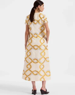 La DoubleJ Party Dressing<Super Swing DressTackle Gold in Jacquard