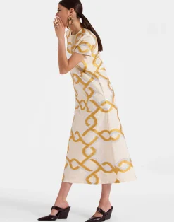 La DoubleJ Party Dressing<Super Swing DressTackle Gold in Jacquard