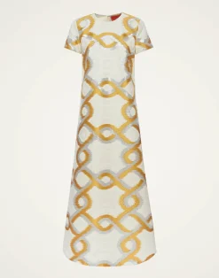 La DoubleJ Party Dressing<Super Swing DressTackle Gold in Jacquard