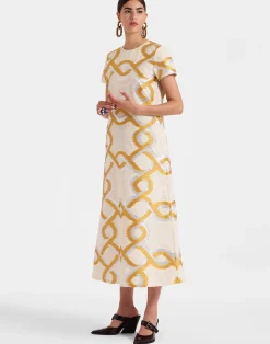 La DoubleJ Vestiti<Super Swing DressTackle Gold in Jacquard