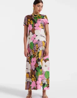 La DoubleJ Vestiti<Swing DressBig Flower in Silk Twill