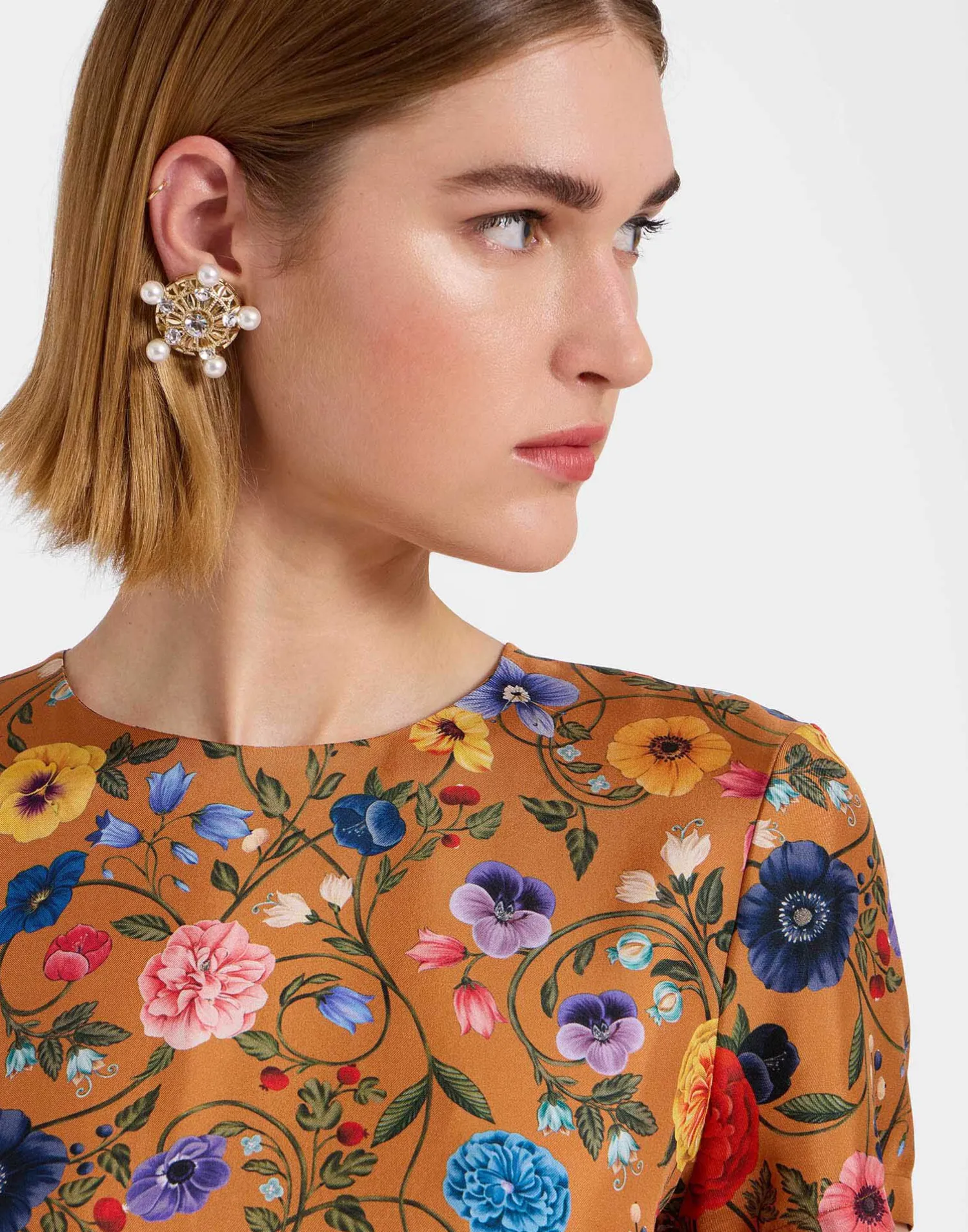 La DoubleJ Vestiti<Swing DressBotticelli Rust in Silk Twill With Feathers