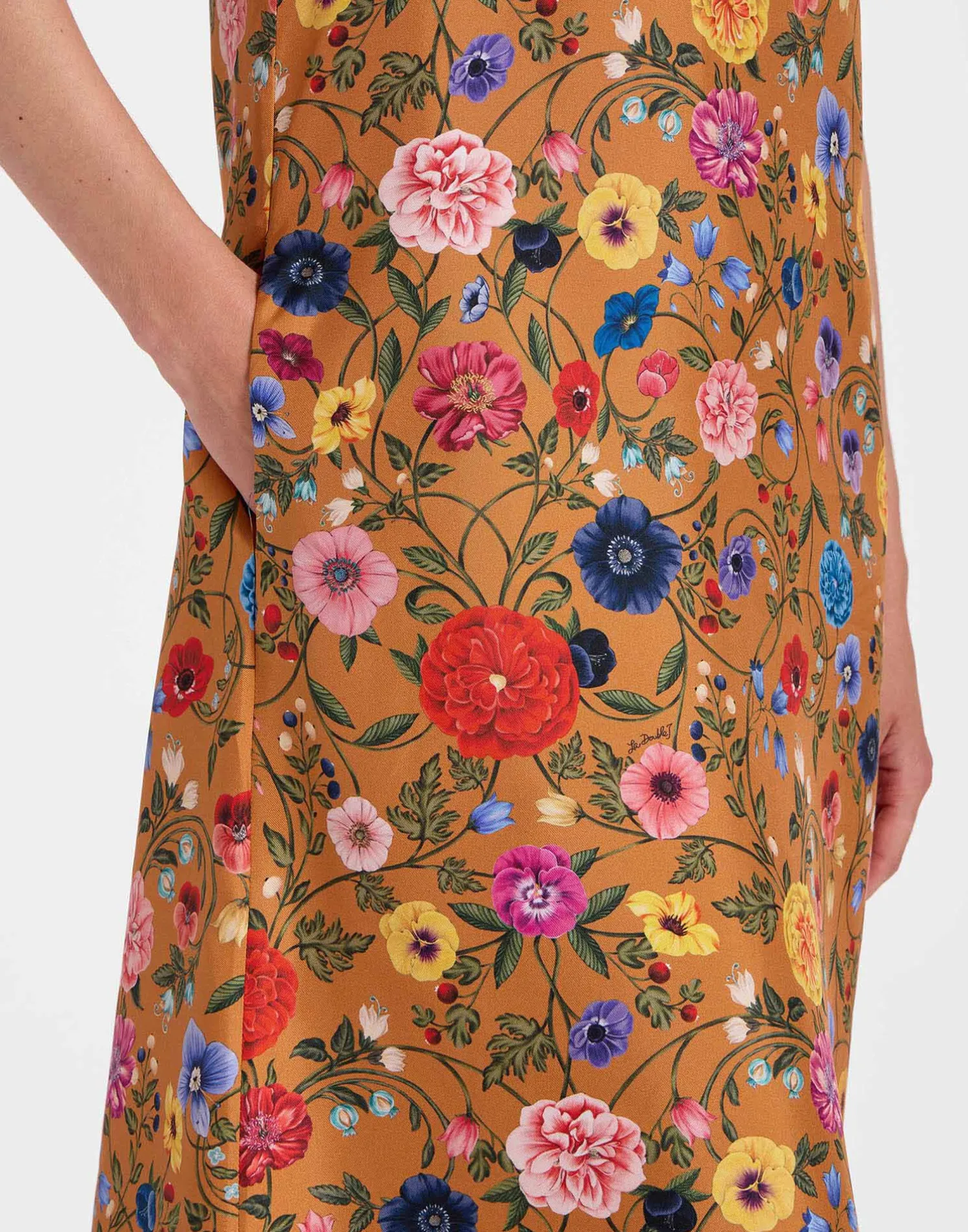 La DoubleJ Vestiti<Swing DressBotticelli Rust in Silk Twill With Feathers