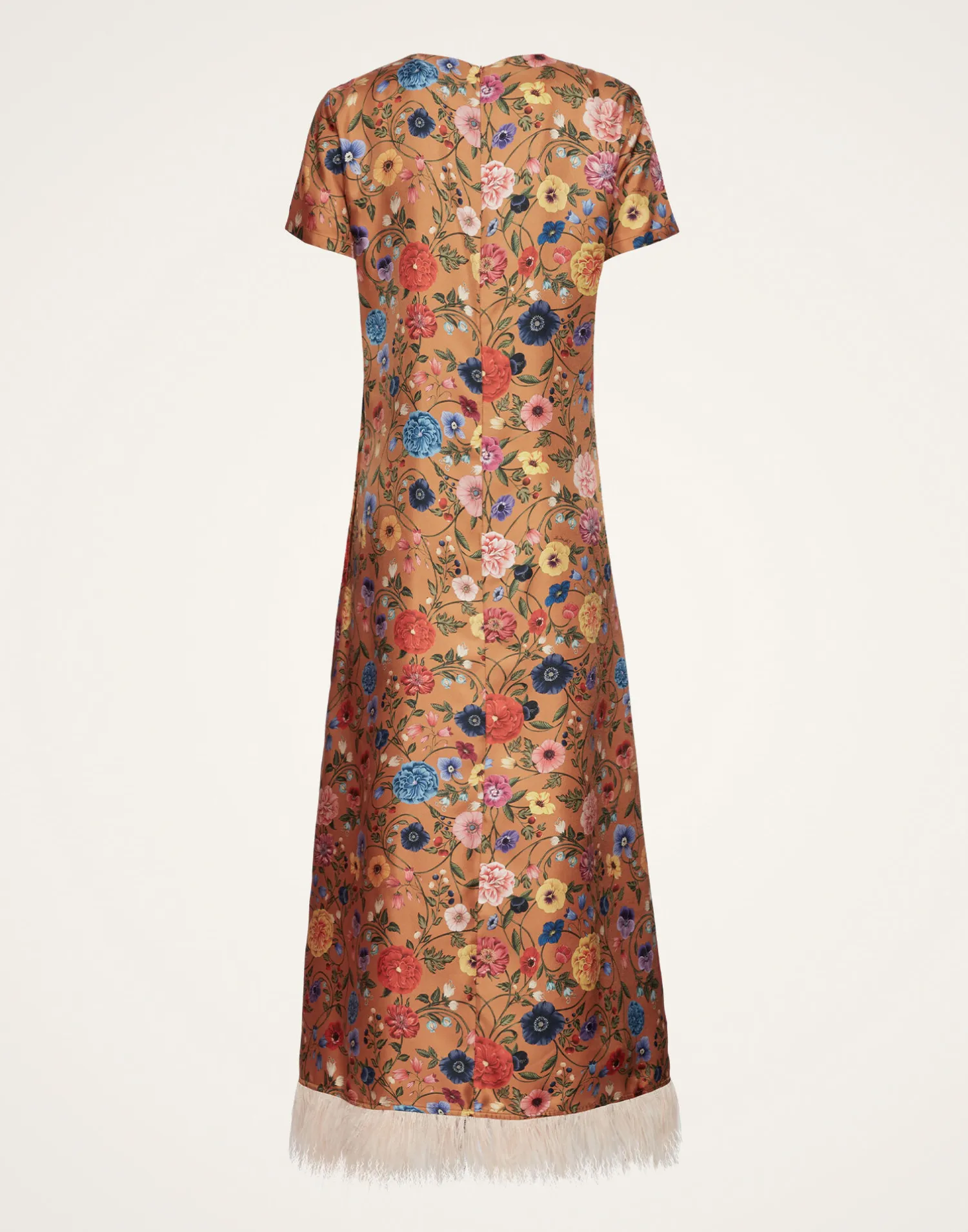 La DoubleJ Vestiti<Swing DressBotticelli Rust in Silk Twill With Feathers