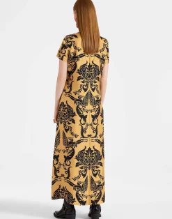 La DoubleJ Party Dressing<Swing DressCherubs Gold in Silk Twill