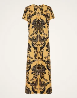 La DoubleJ Party Dressing<Swing DressCherubs Gold in Silk Twill