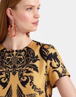 La DoubleJ Vestiti<Swing DressCherubs Gold in Silk Twill
