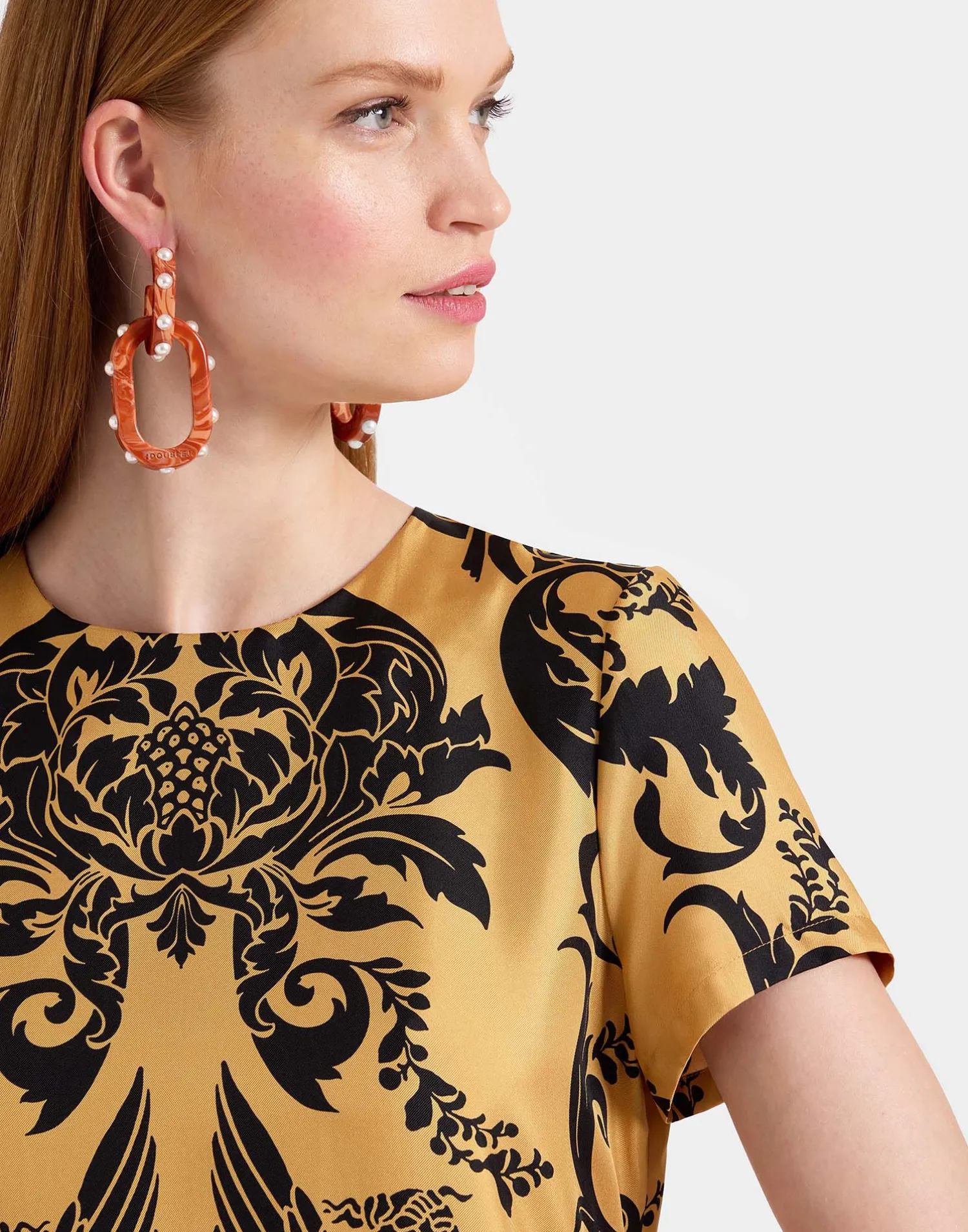 La DoubleJ Vestiti<Swing DressCherubs Gold in Silk Twill