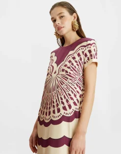 La DoubleJ Vestiti<Swing DressFans Placée Purple in Silk Twill