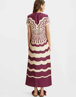 La DoubleJ Vestiti<Swing DressFans Plac&eacute;e Purple in Silk Twill