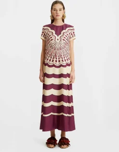 La DoubleJ Vestiti<Swing DressFans Placée Purple in Silk Twill