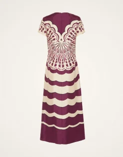 La DoubleJ Vestiti<Swing DressFans Placée Purple in Silk Twill