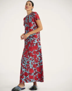 La DoubleJ Vestiti<Swing DressLilium Turchese in Silk Twill