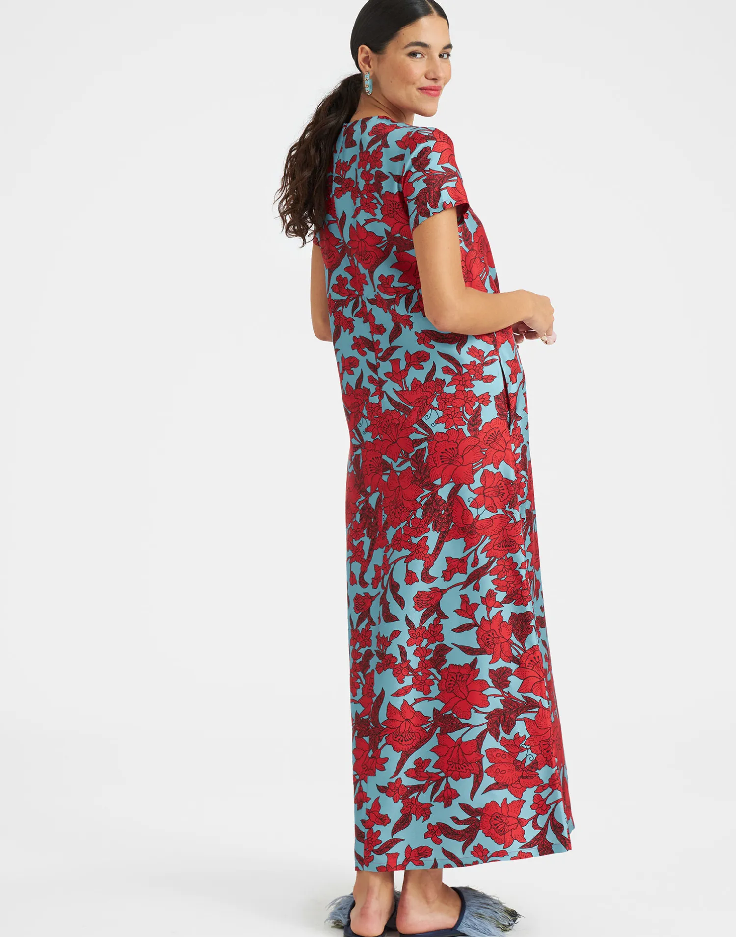 La DoubleJ Vestiti<Swing DressLilium Turchese in Silk Twill