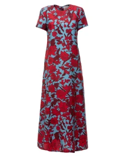 La DoubleJ Vestiti<Swing DressLilium Turchese in Silk Twill