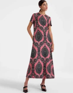 La DoubleJ Vestiti<Swing DressOltrarno Pink in Silk Twill