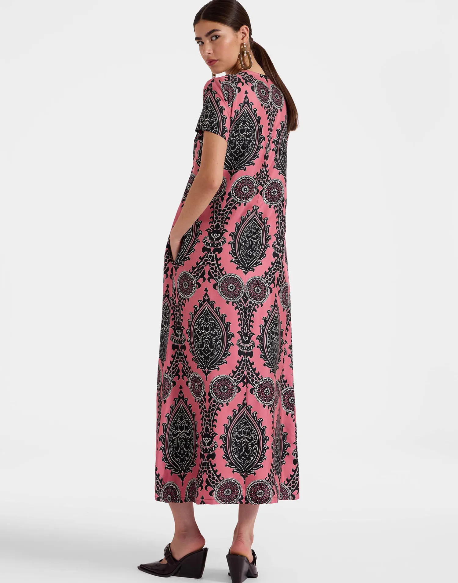 La DoubleJ Vestiti<Swing DressOltrarno Pink in Silk Twill