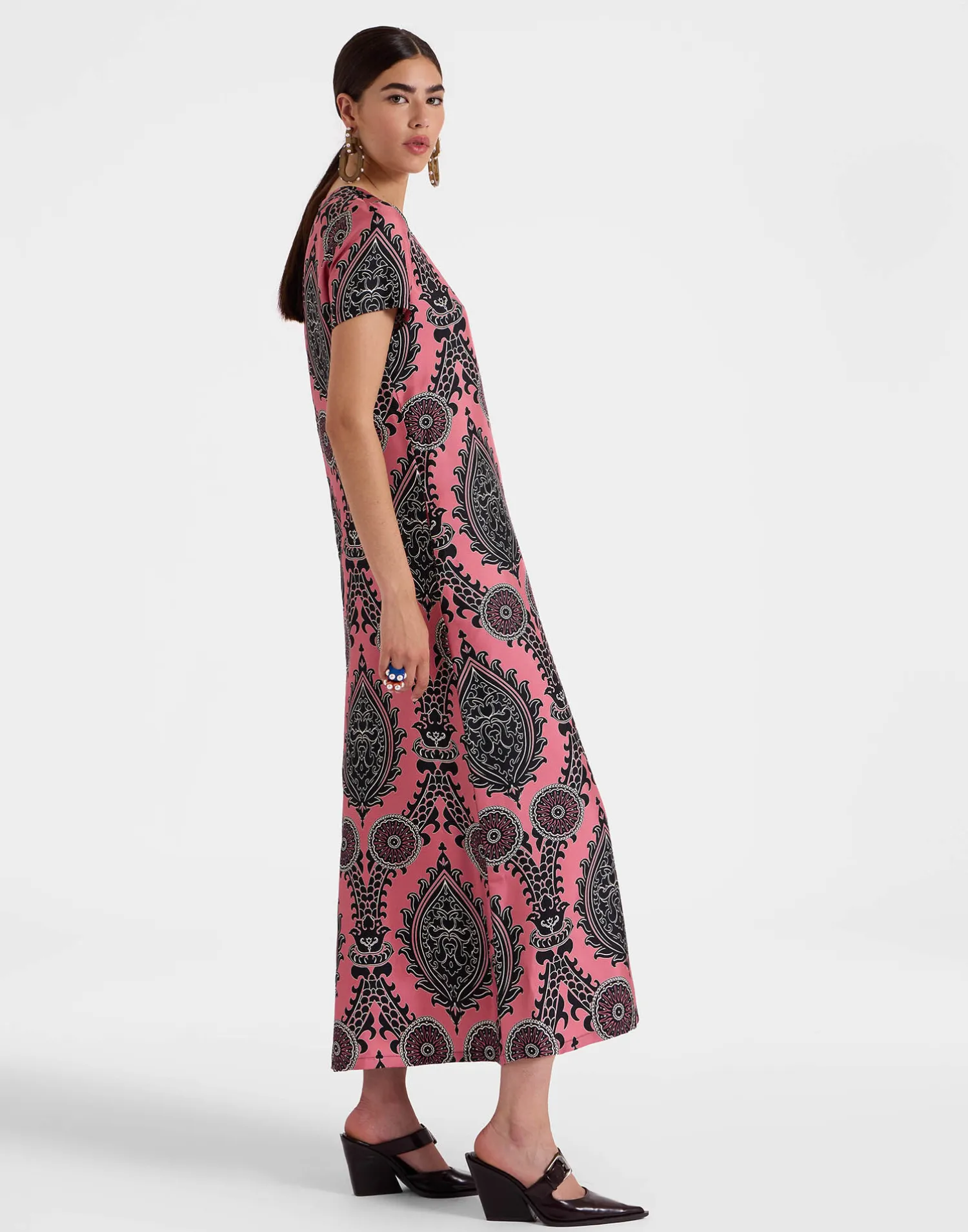 La DoubleJ Vestiti<Swing DressOltrarno Pink in Silk Twill