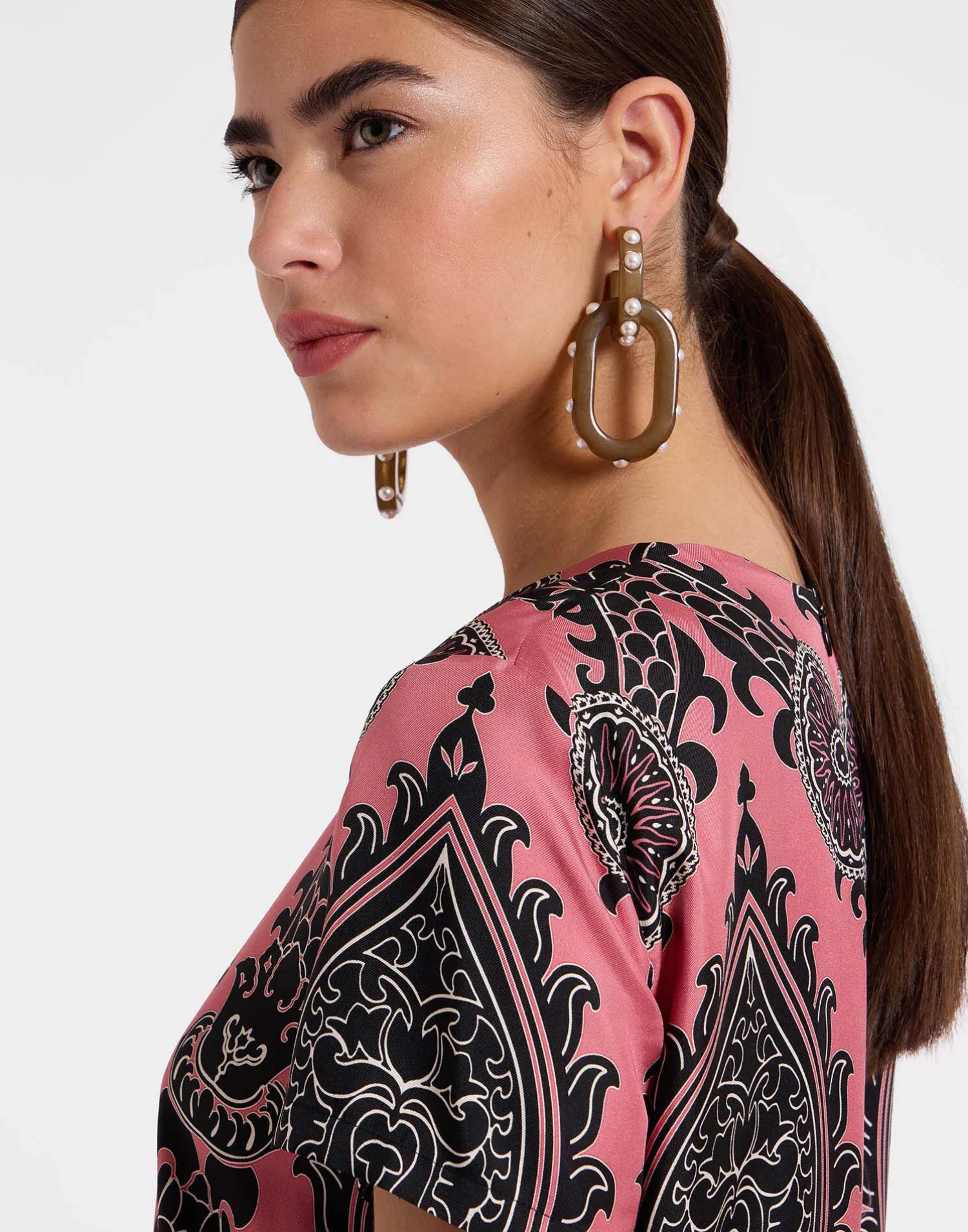 La DoubleJ Vestiti<Swing DressOltrarno Pink in Silk Twill