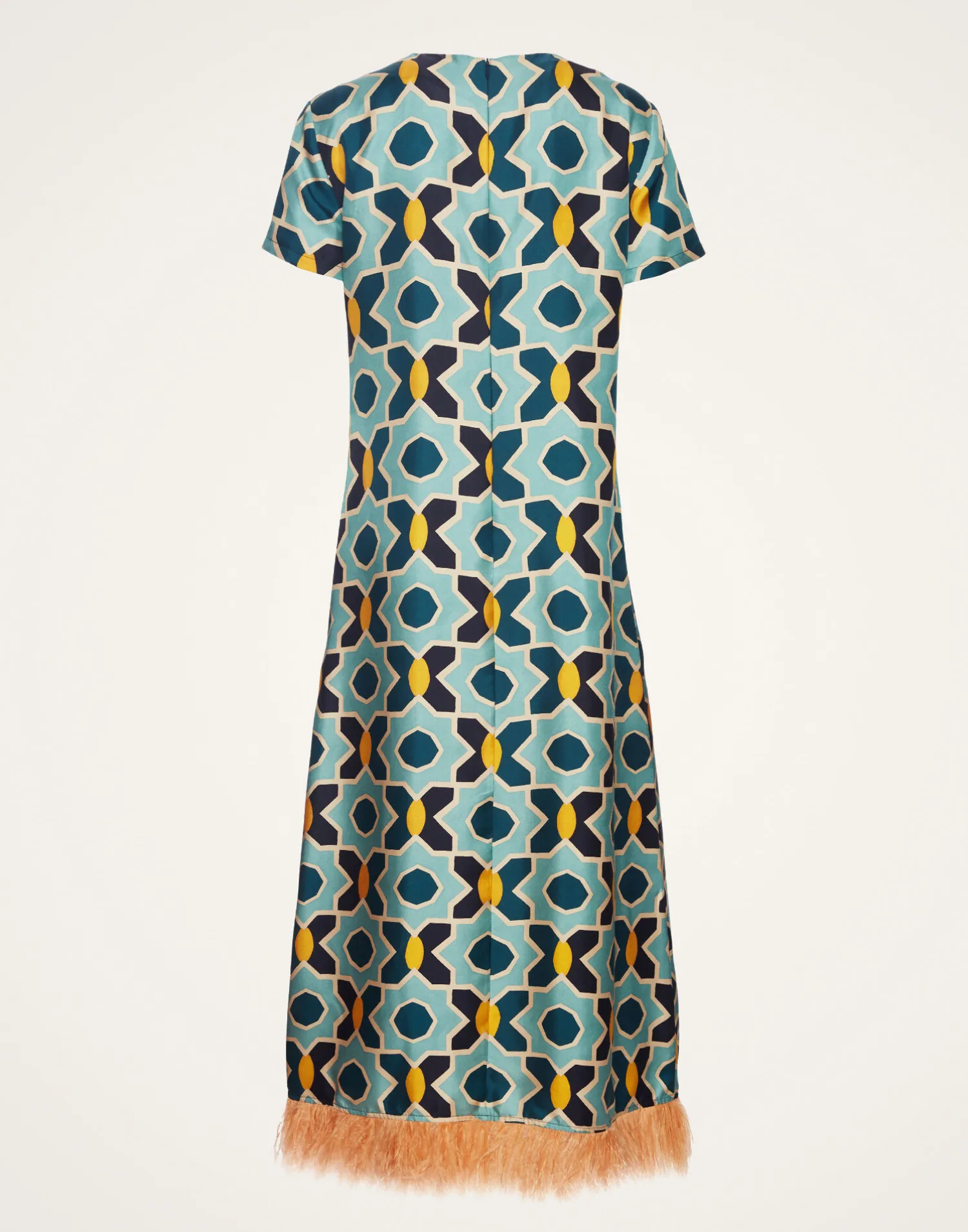 La DoubleJ Vestiti<Swing DressPlaza Light Blue in Silk Twill With Feathers