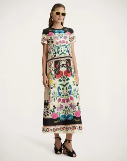 La DoubleJ Vestiti<Swing DressPlaza Plac&eacute;e Ivory in Silk Twill