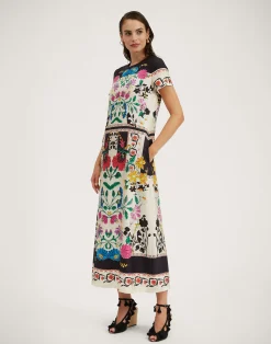 La DoubleJ Vestiti<Swing DressPlaza Plac&eacute;e Ivory in Silk Twill