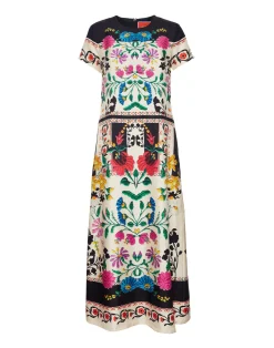 La DoubleJ Vestiti<Swing DressPlaza Placée Ivory in Silk Twill