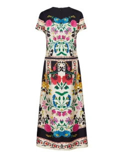 La DoubleJ Vestiti<Swing DressPlaza Placée Ivory in Silk Twill
