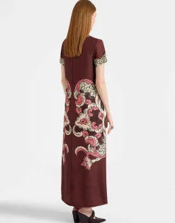 La DoubleJ Vestiti<Swing DressPortal Plac&eacute;e Brown in Silk Twill