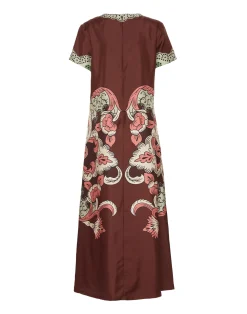 La DoubleJ Vestiti<Swing DressPortal Plac&eacute;e Brown in Silk Twill