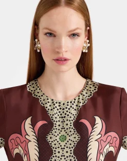 La DoubleJ Party Dressing<Swing DressPortal Plac&eacute;e Brown in Silk Twill