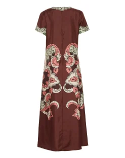 La DoubleJ Party Dressing<Swing DressPortal Plac&eacute;e Brown in Silk Twill