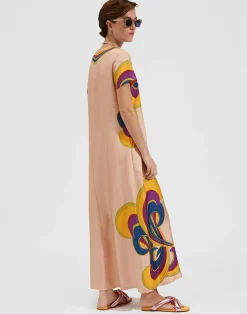 La DoubleJ Party Dressing<Swing DressRainbow Swirl Rosa Plac&eacute;e in Twill Silk