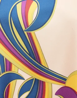 La DoubleJ Party Dressing<Swing DressRainbow Swirl Rosa Plac&eacute;e in Twill Silk