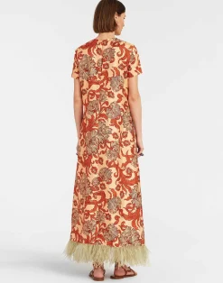 La DoubleJ Vestiti<Swing DressReef Pale Pink in Silk Twill With Feathers