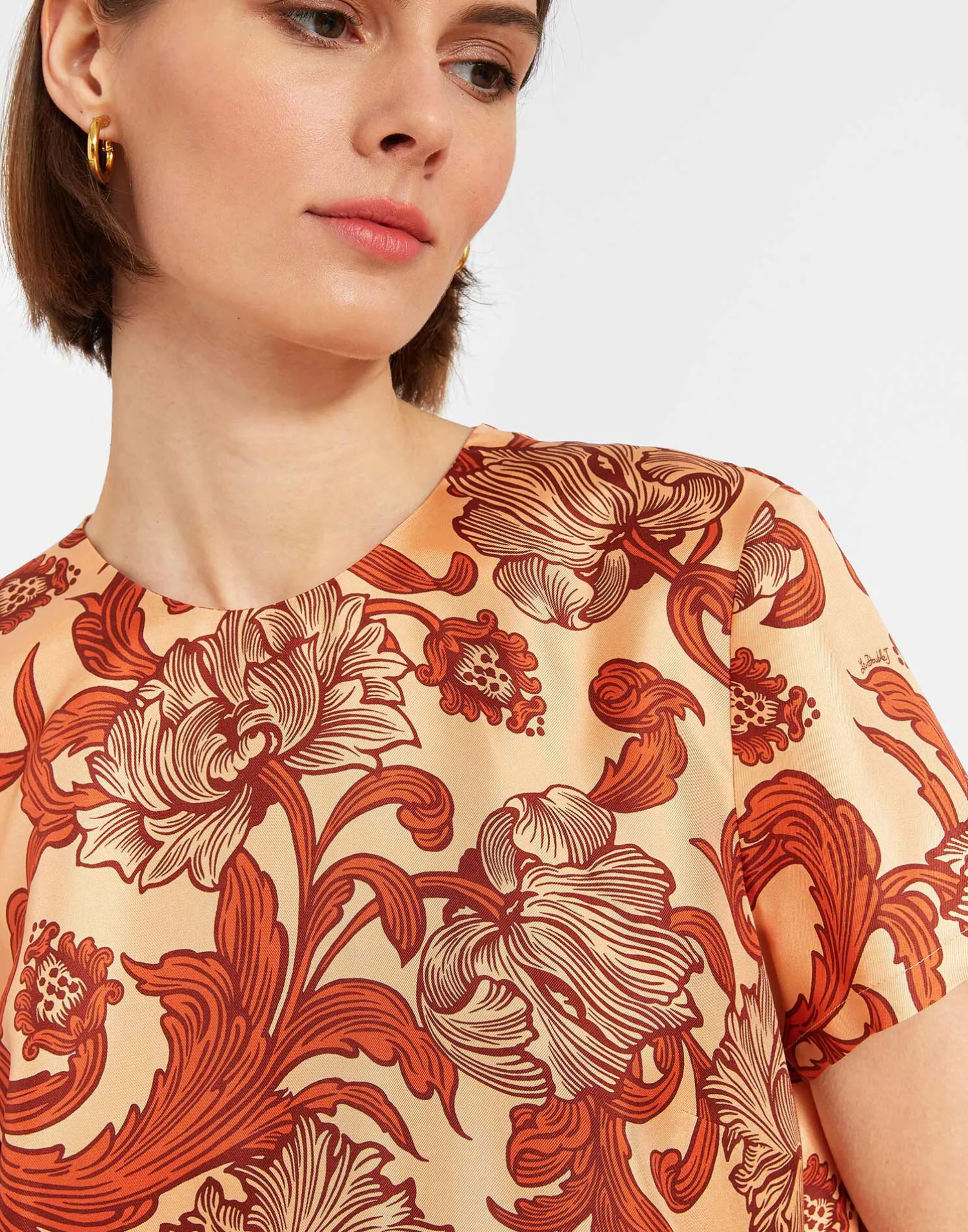 La DoubleJ Vestiti<Swing DressReef Pale Pink in Silk Twill With Feathers