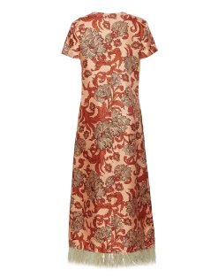 La DoubleJ Vestiti<Swing DressReef Pale Pink in Silk Twill With Feathers